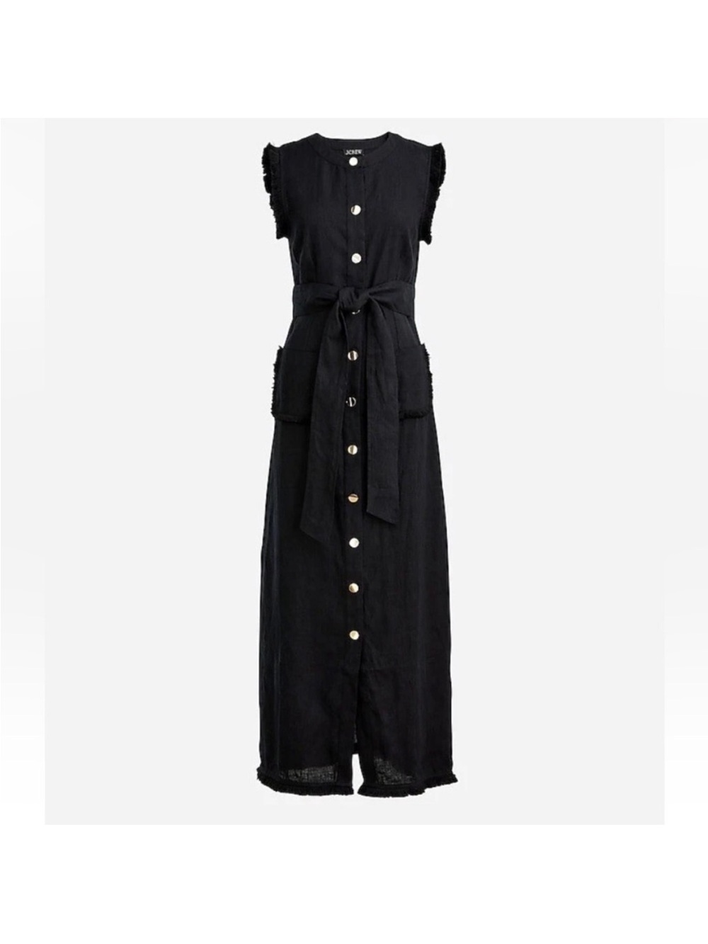 j crew black maxi dress J. | Dresses | Crew Sleeveless Buttonfront With Waist Tie fluffy black gown Loot Mesh Dress Black Size:FR44 - US12 - UK16 a notched neckline and